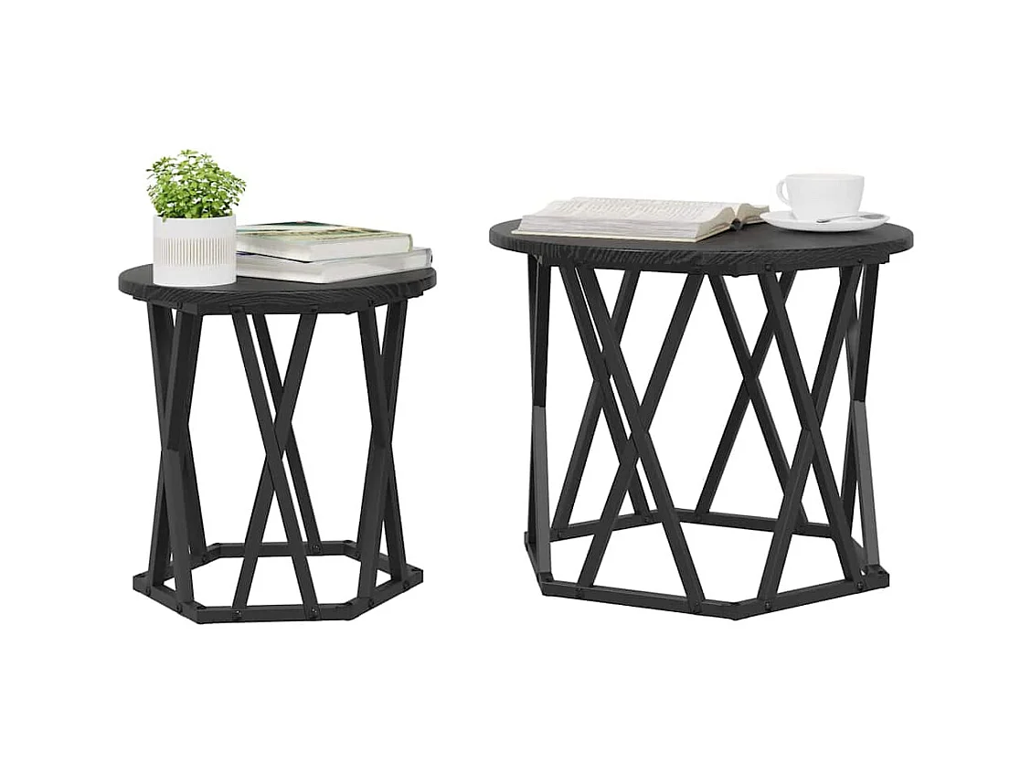 Table d'appoint 2 pièces Chêne noir 50 x 50 x 40 cm