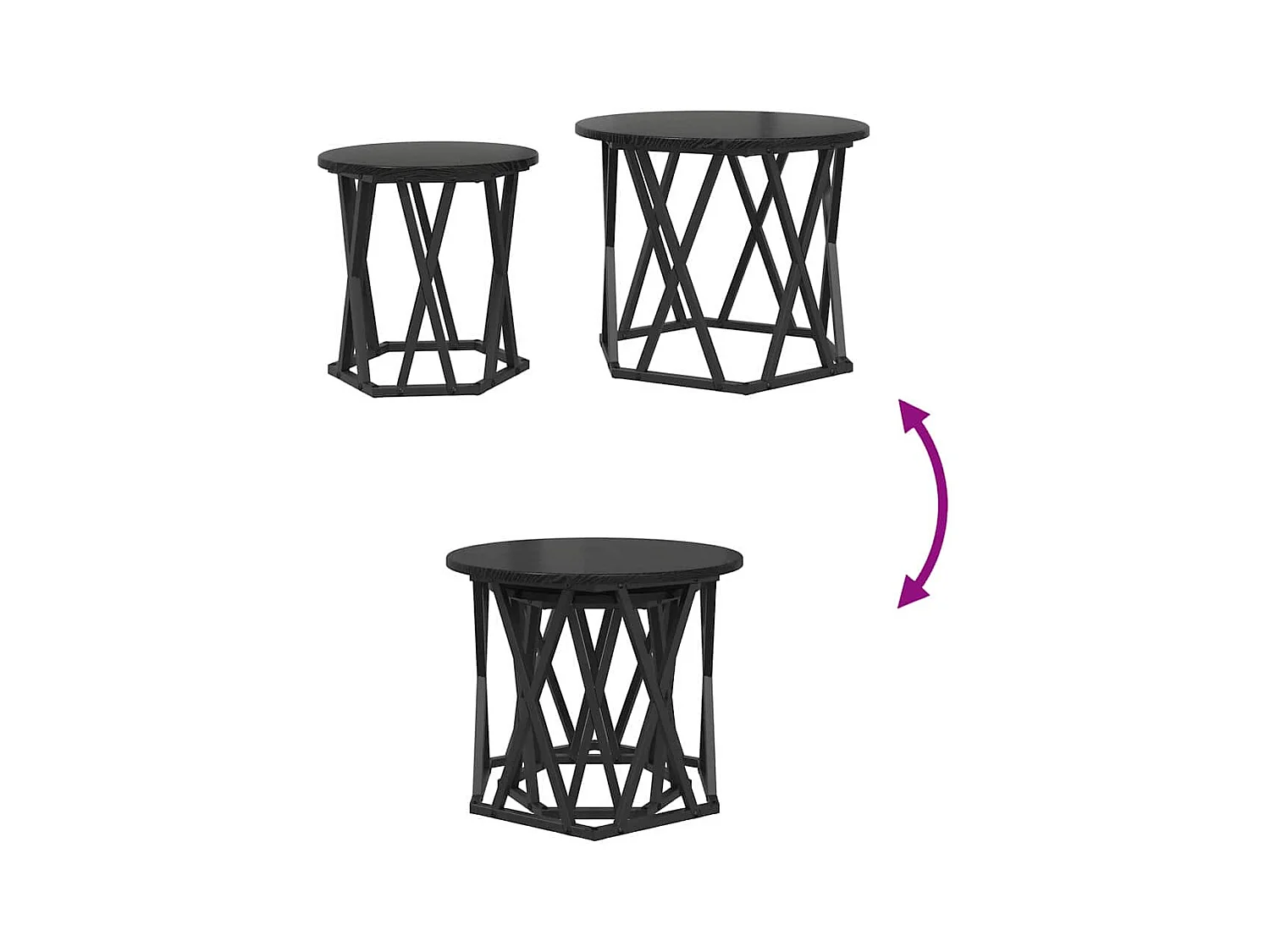 Table d'appoint 2 pièces Chêne noir 50 x 50 x 40 cm