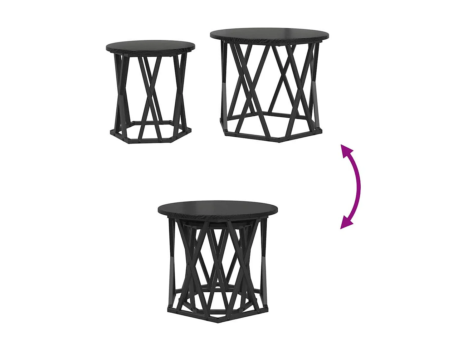 Table d'appoint 2 pièces Chêne noir 50 x 50 x 40 cm