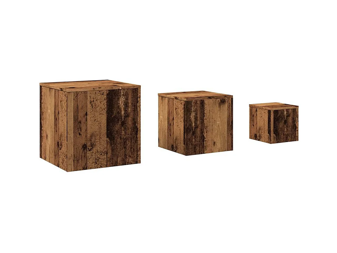 Tables d'appoint 3 pièces vieux bois bois d'ingénierie