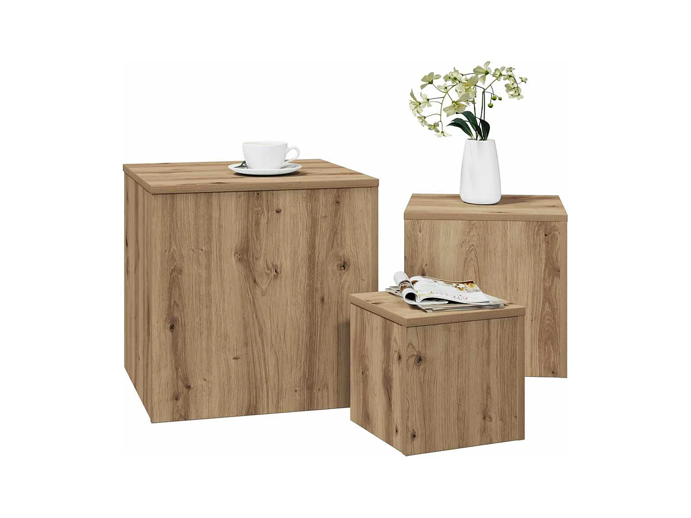 Tables d'appoint 3 pièces vieux bois bois d'ingénierie