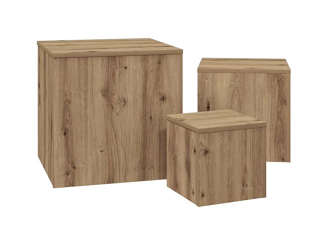 Tables d'appoint 3 pièces vieux bois bois d'ingénierie
