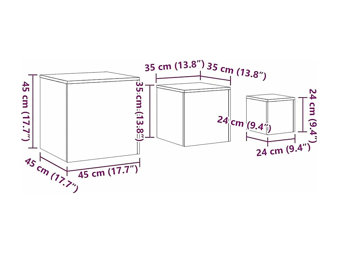 Tables d'appoint 3 pièces vieux bois bois d'ingénierie