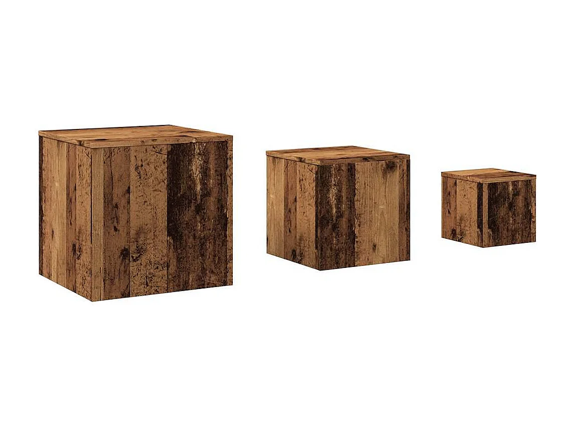 Tables d'appoint 3 pièces vieux bois bois d'ingénierie