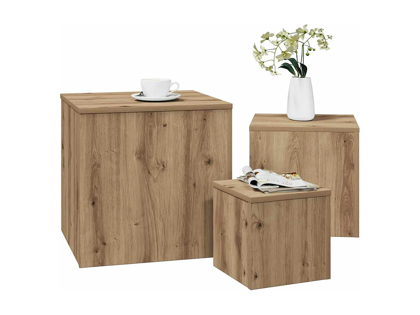 Tables d'appoint 3 pièces vieux bois bois d'ingénierie