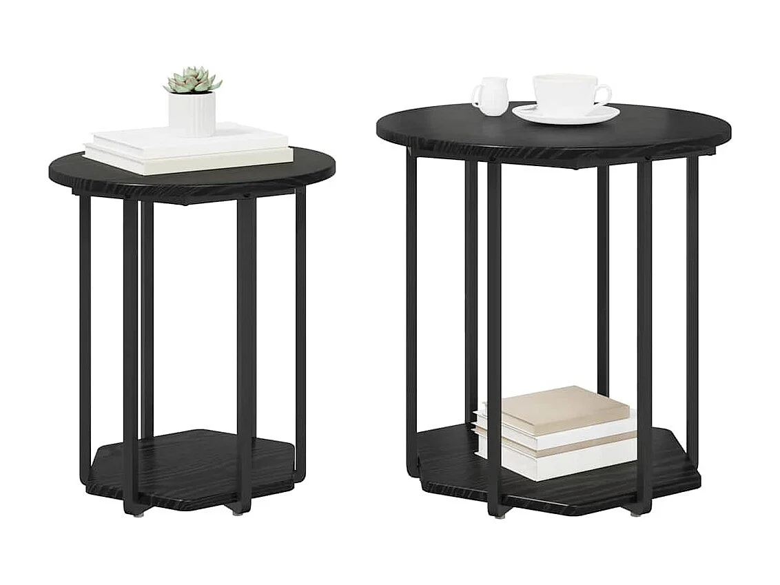 Ensemble de tables d'appoint 2 pièces Chêne noir 50 x 50 x 50.5 cm