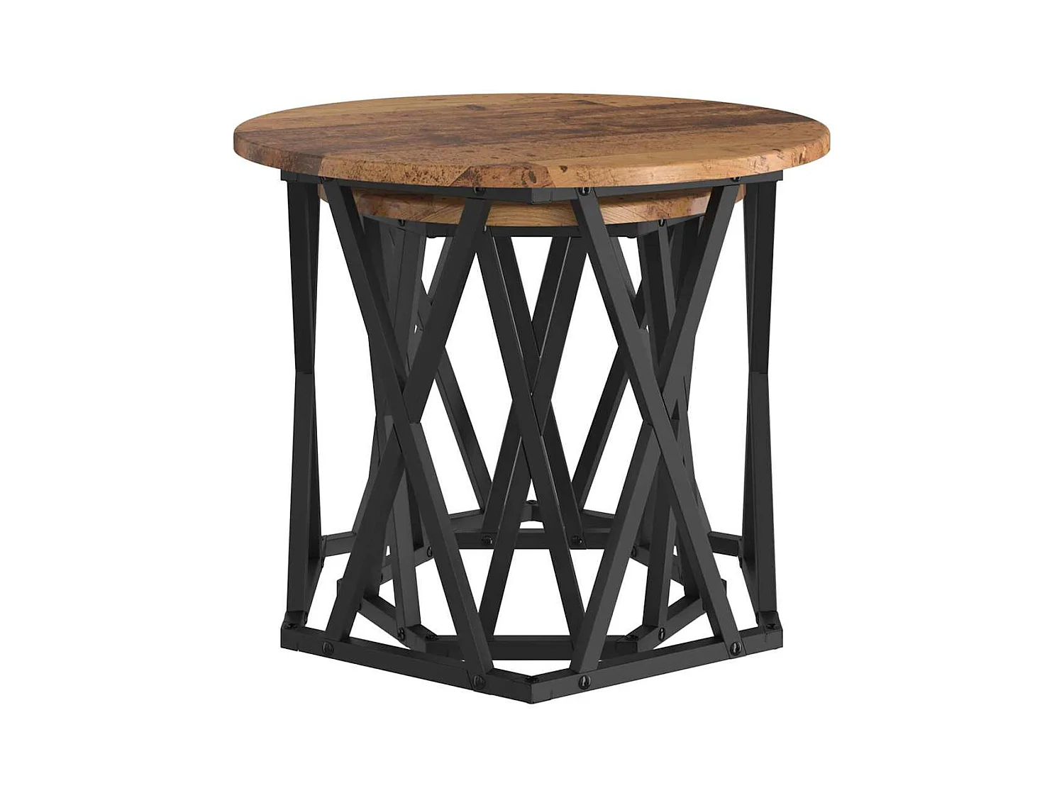 Table d'appoint 2 pièces Bois de récupération 50 x 50 x 40 cm