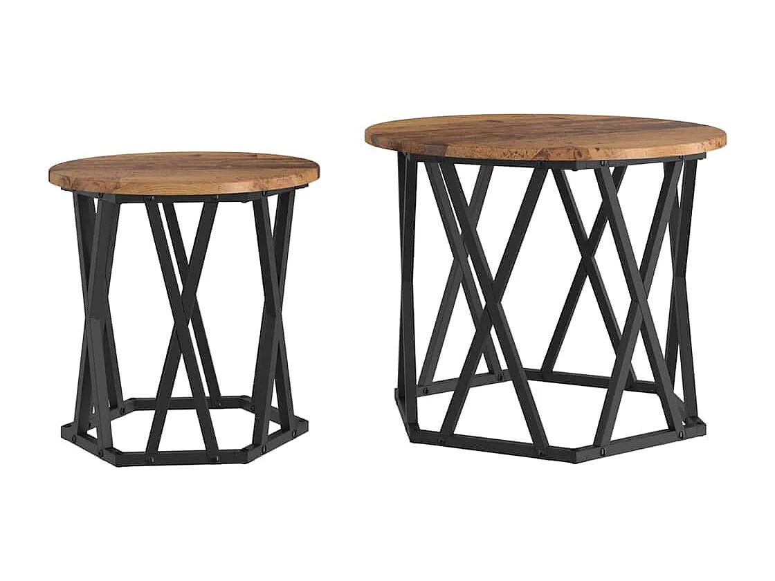 Table d'appoint 2 pièces Bois de récupération 50 x 50 x 40 cm