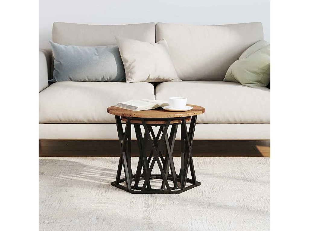 Table d'appoint 2 pièces Bois de récupération 50 x 50 x 40 cm