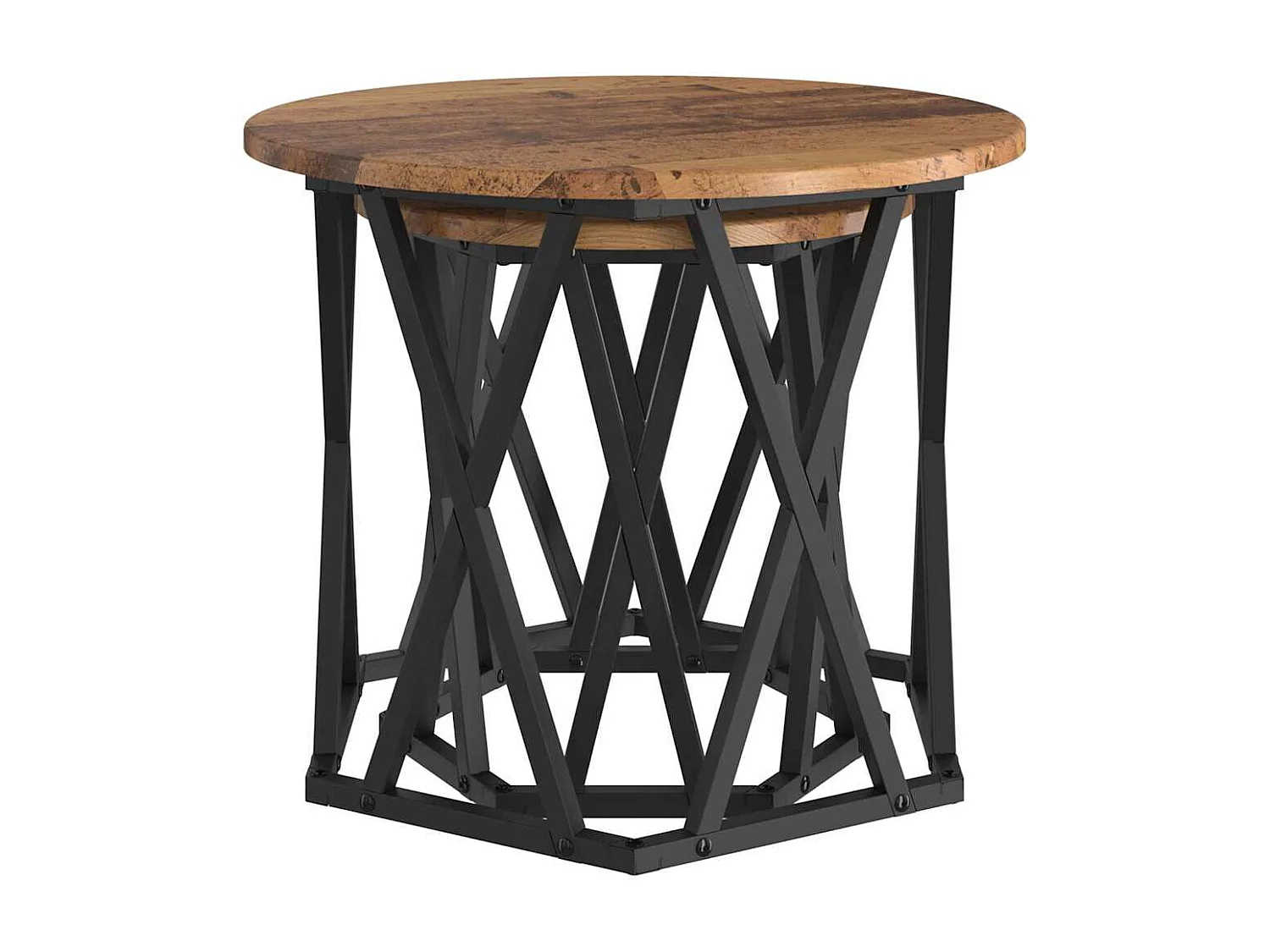 Table d'appoint 2 pièces Bois de récupération 50 x 50 x 40 cm