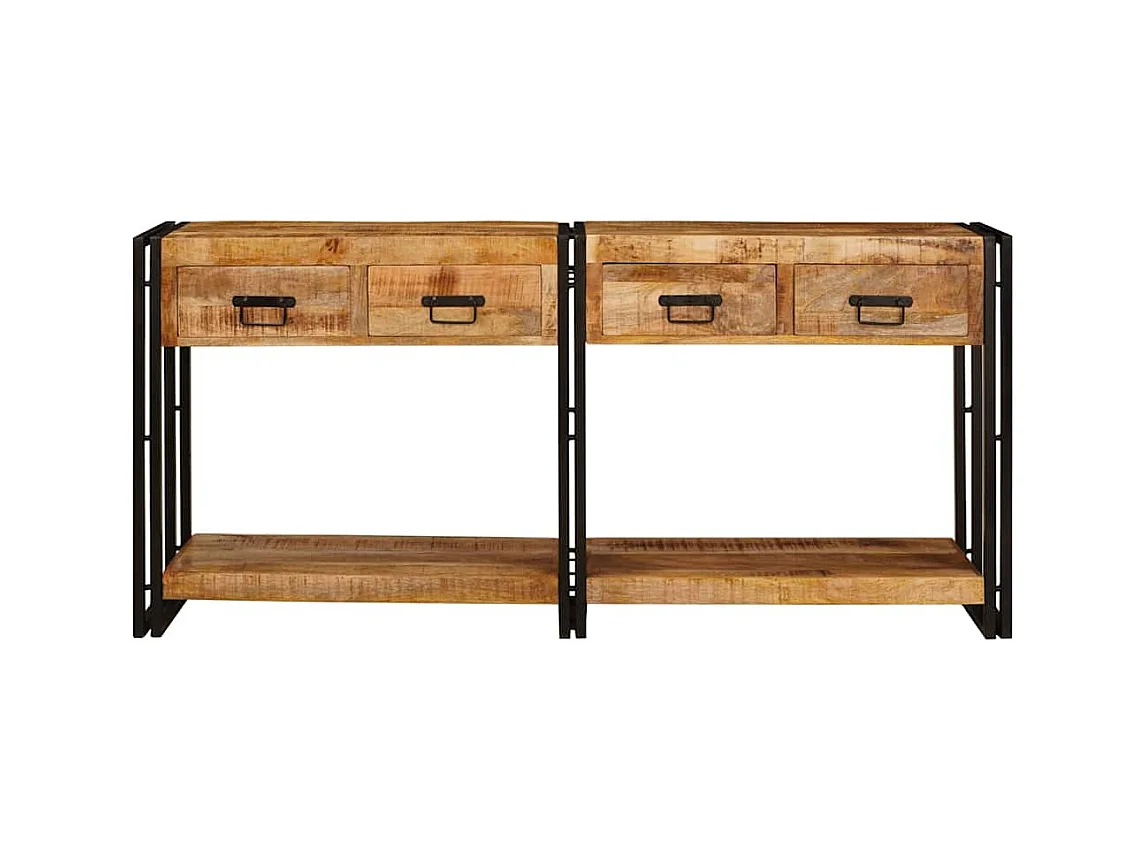 Tables d'appoint avec tiroir 2 pièces Marron Bois de Mangue Massif