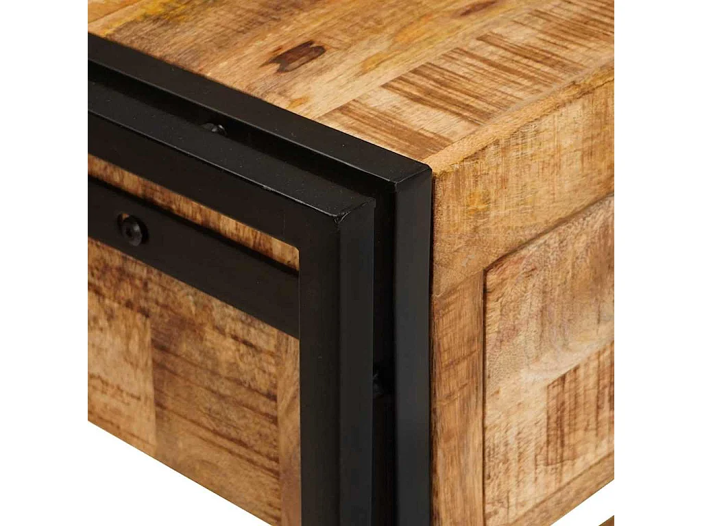Tables d'appoint avec tiroir 2 pièces Marron Bois de Mangue Massif