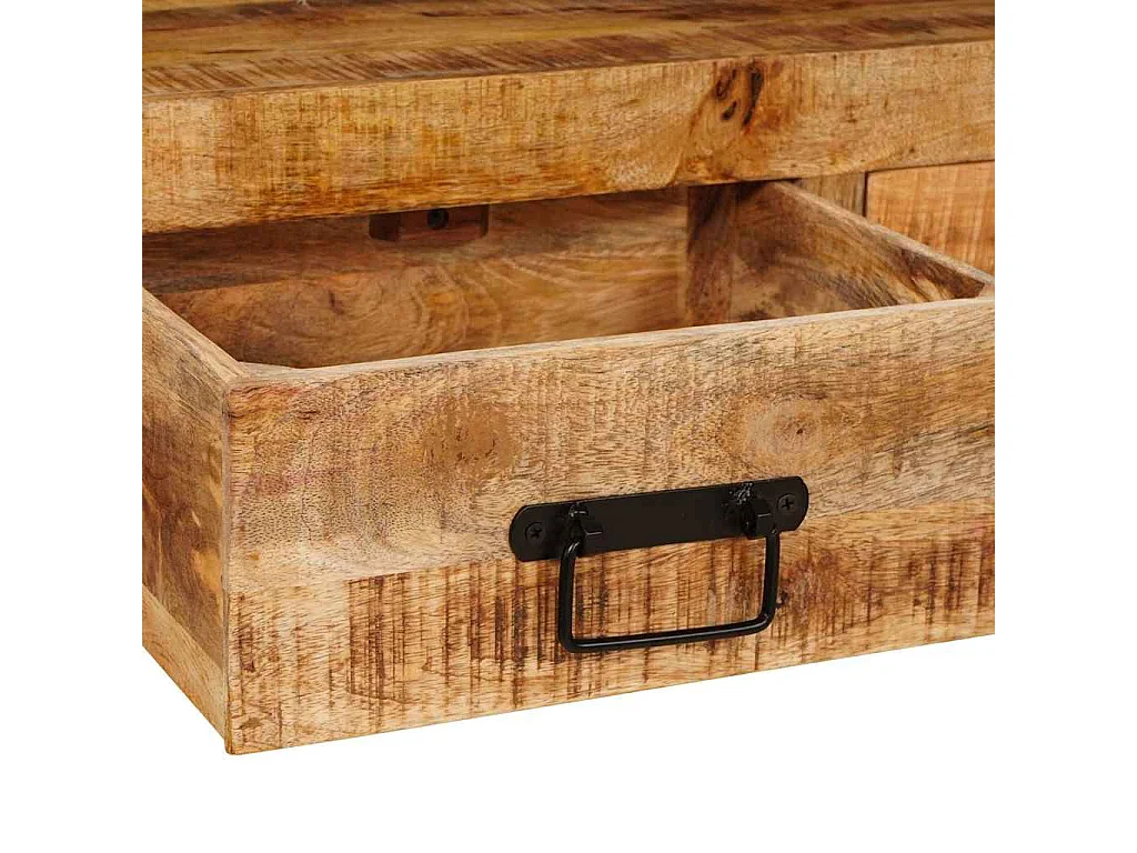 Tables d'appoint avec tiroir 2 pièces Marron Bois de Mangue Massif