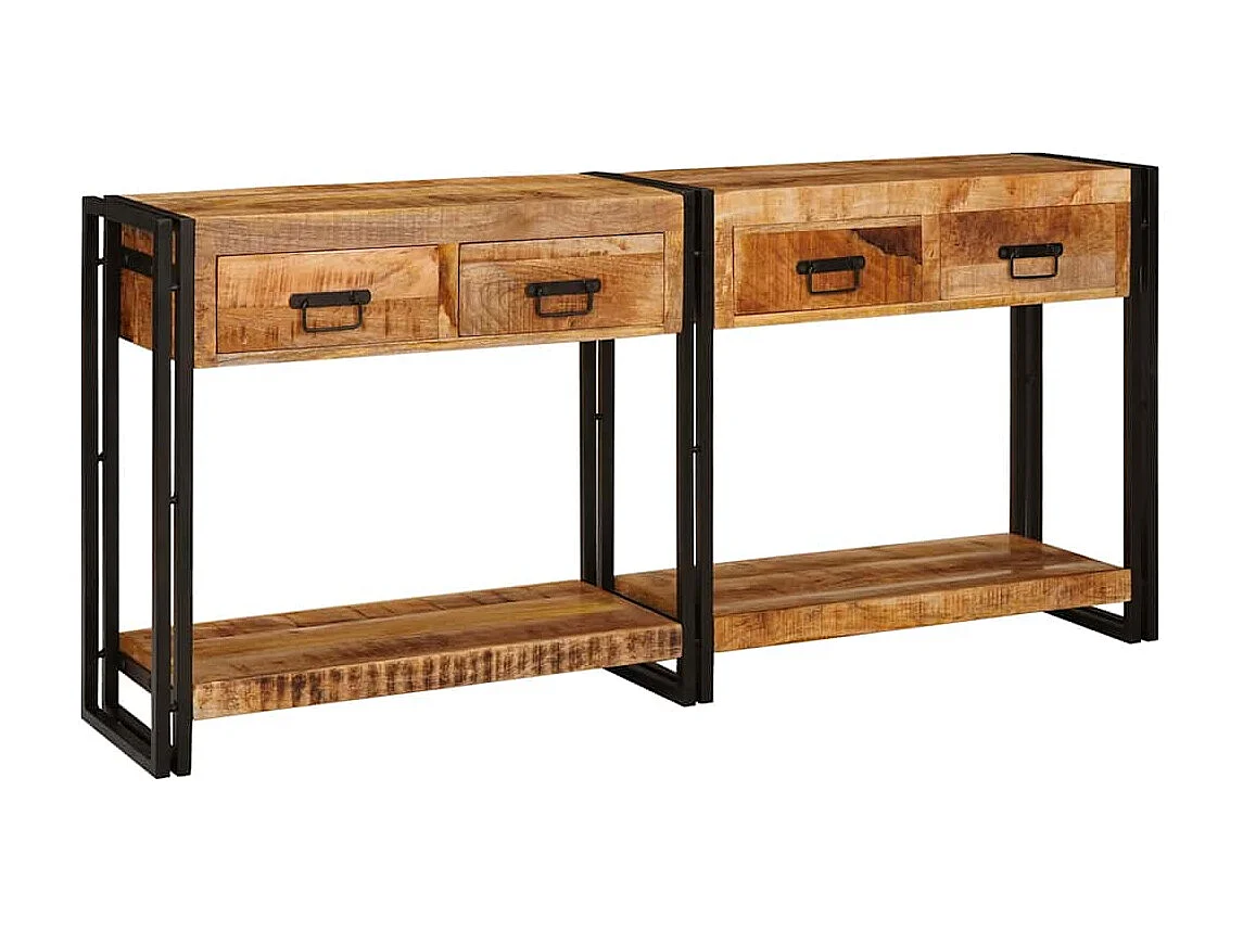 Mesas consola 2 peças Castanho Madeira de Manga Sólida