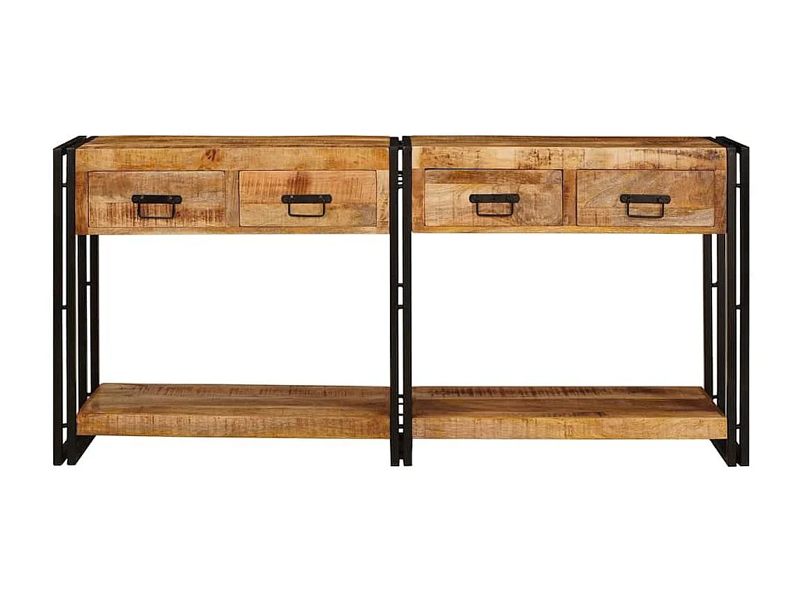 Mesas consola 2 peças Castanho Madeira de Manga Sólida