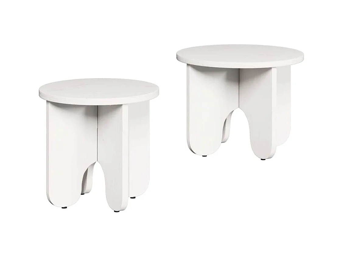 Table basse 2 pièces Blanc 39,5 x 39,5 x 30 cm Bois de pin massif