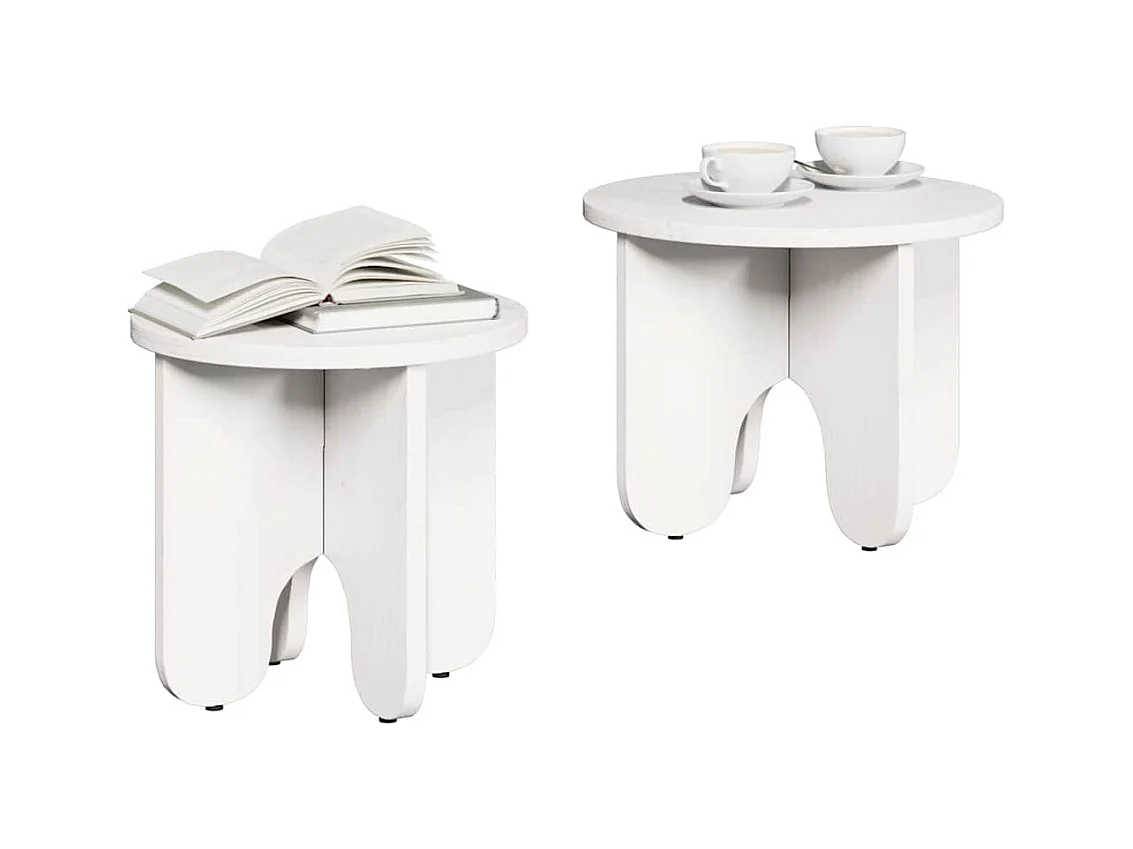 Table basse 2 pièces Blanc 39,5 x 39,5 x 30 cm Bois de pin massif