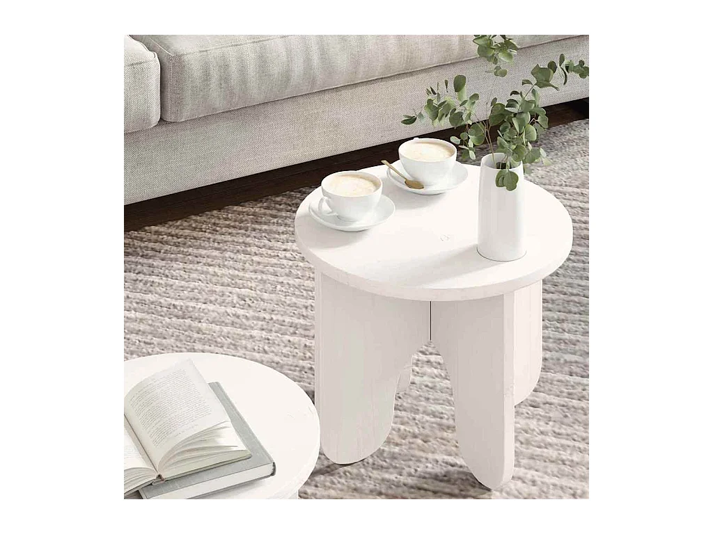 Table basse 2 pièces Blanc 39,5 x 39,5 x 30 cm Bois de pin massif