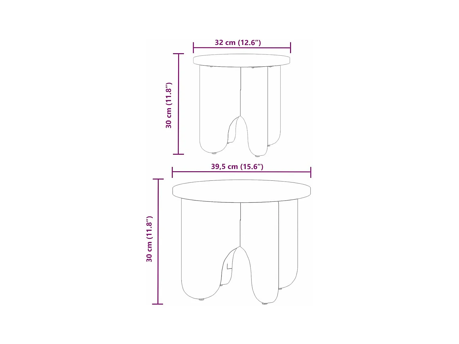 Table basse 2 pièces Blanc 39,5 x 39,5 x 30 cm Bois de pin massif