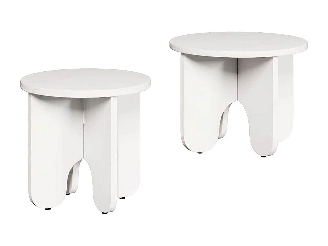 Table basse 2 pièces Blanc 39,5 x 39,5 x 30 cm Bois de pin massif