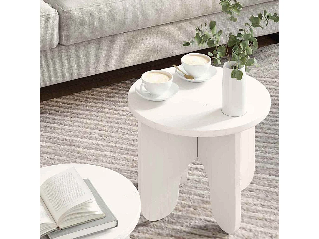 Table basse 2 pièces Blanc 39,5 x 39,5 x 30 cm Bois de pin massif