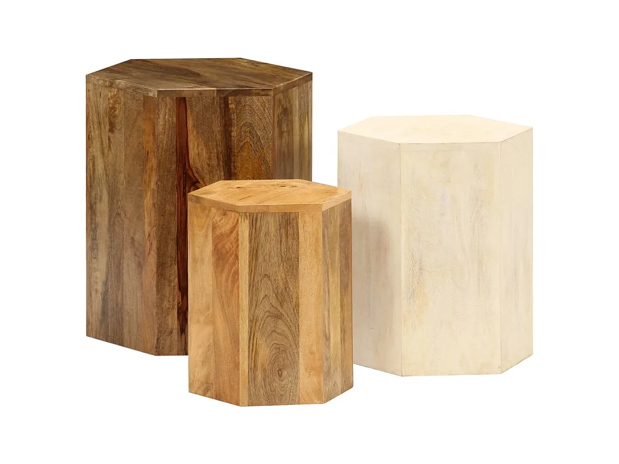 Ensemble de table basse 3 pièces Bois de manguier massif