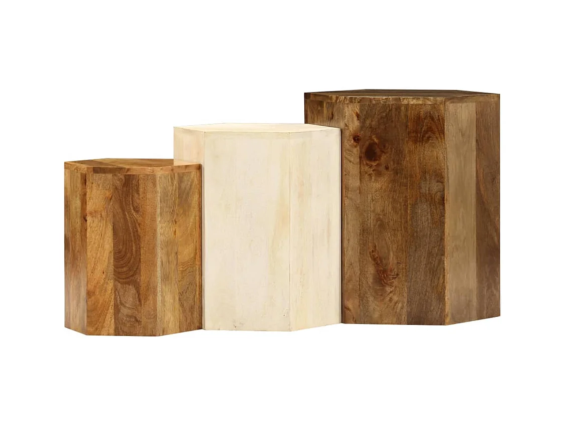 Ensemble de table basse 3 pièces Bois de manguier massif
