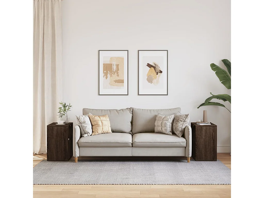 Mesa auxiliar 2 uds madera ingeniería marrón roble 50x30x50 cm