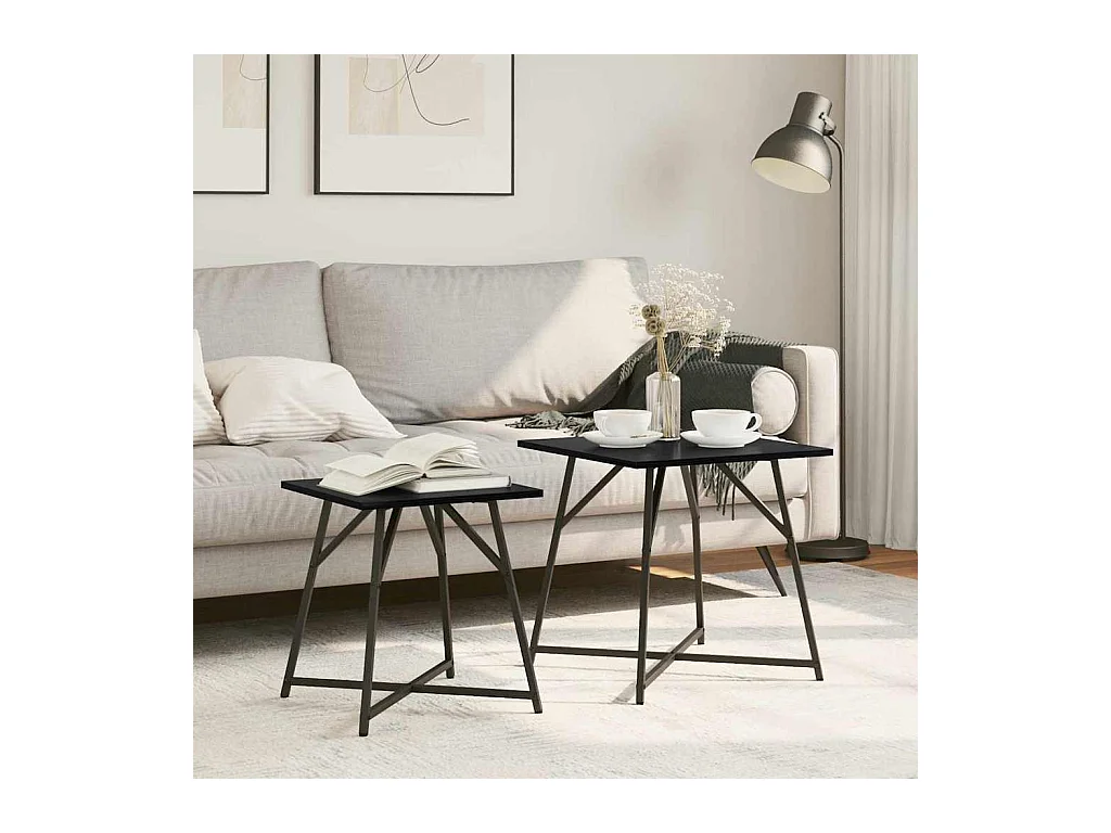 Ensemble de tables d'appoint 2 pièces Chêne noir 50 x 50 x 50 cm