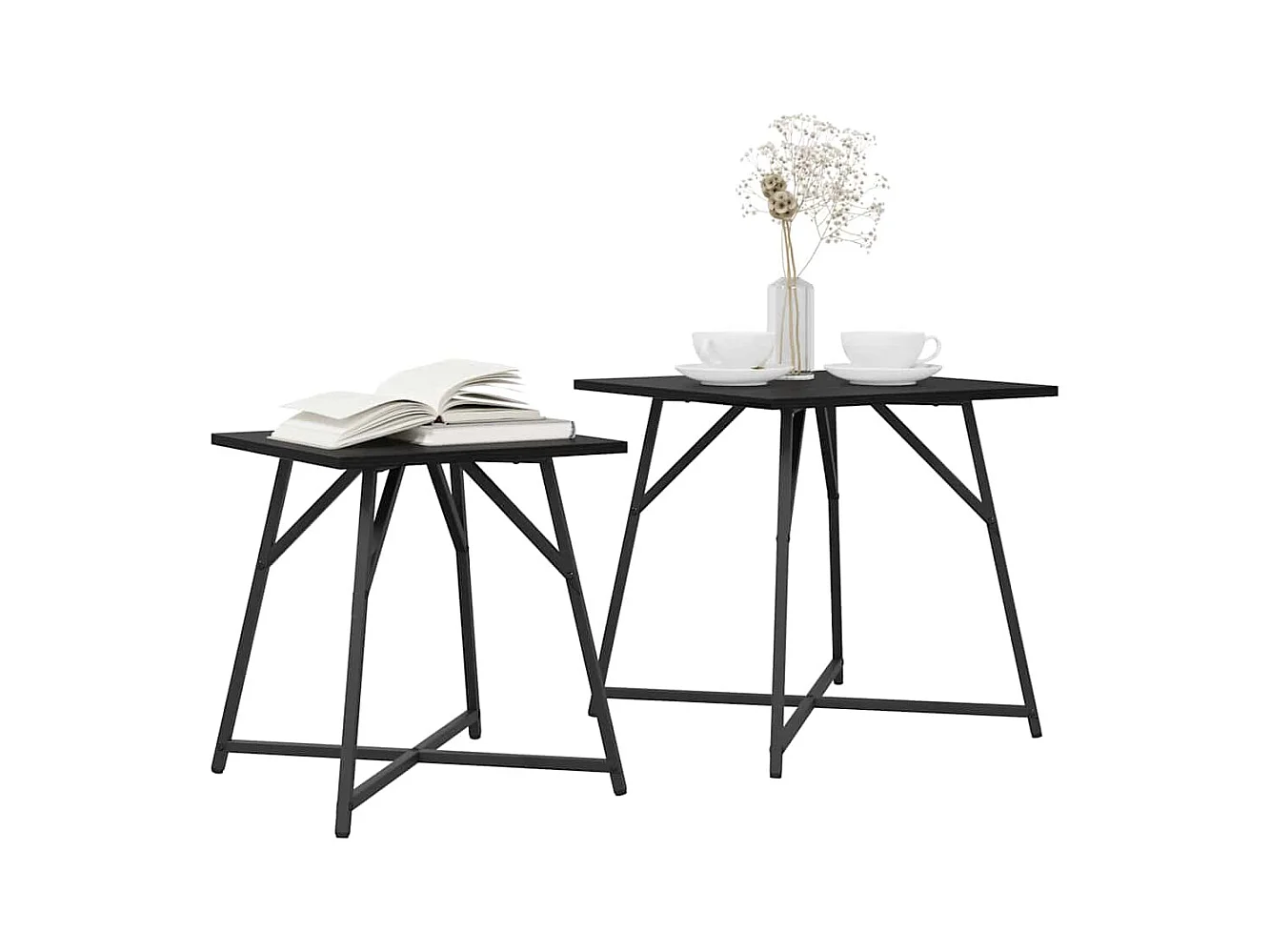 Ensemble de tables d'appoint 2 pièces Chêne noir 50 x 50 x 50 cm