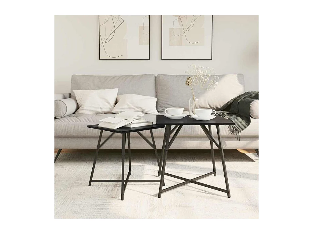 Ensemble de tables d'appoint 2 pièces Chêne noir 50 x 50 x 50 cm