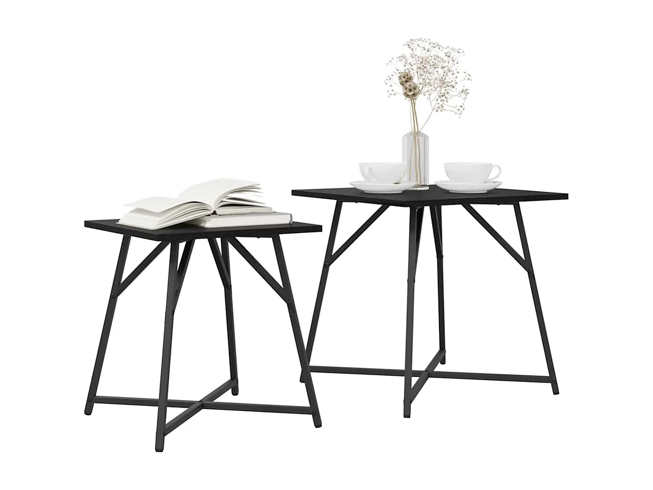 Ensemble de tables d'appoint 2 pièces Chêne noir 50 x 50 x 50 cm