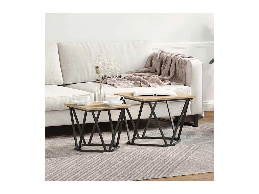 Ensemble de tables d'appoint 2 pièces Chêne sonoma 50 x 50 x 40 cm