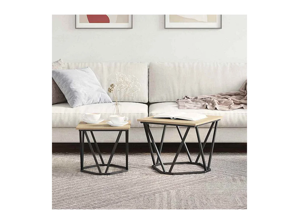 Ensemble de tables d'appoint 2 pièces Chêne sonoma 50 x 50 x 40 cm