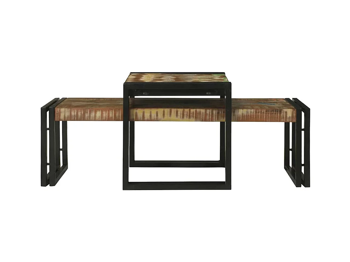 Table basse 2 pièces Multicolore bois de récupération massif