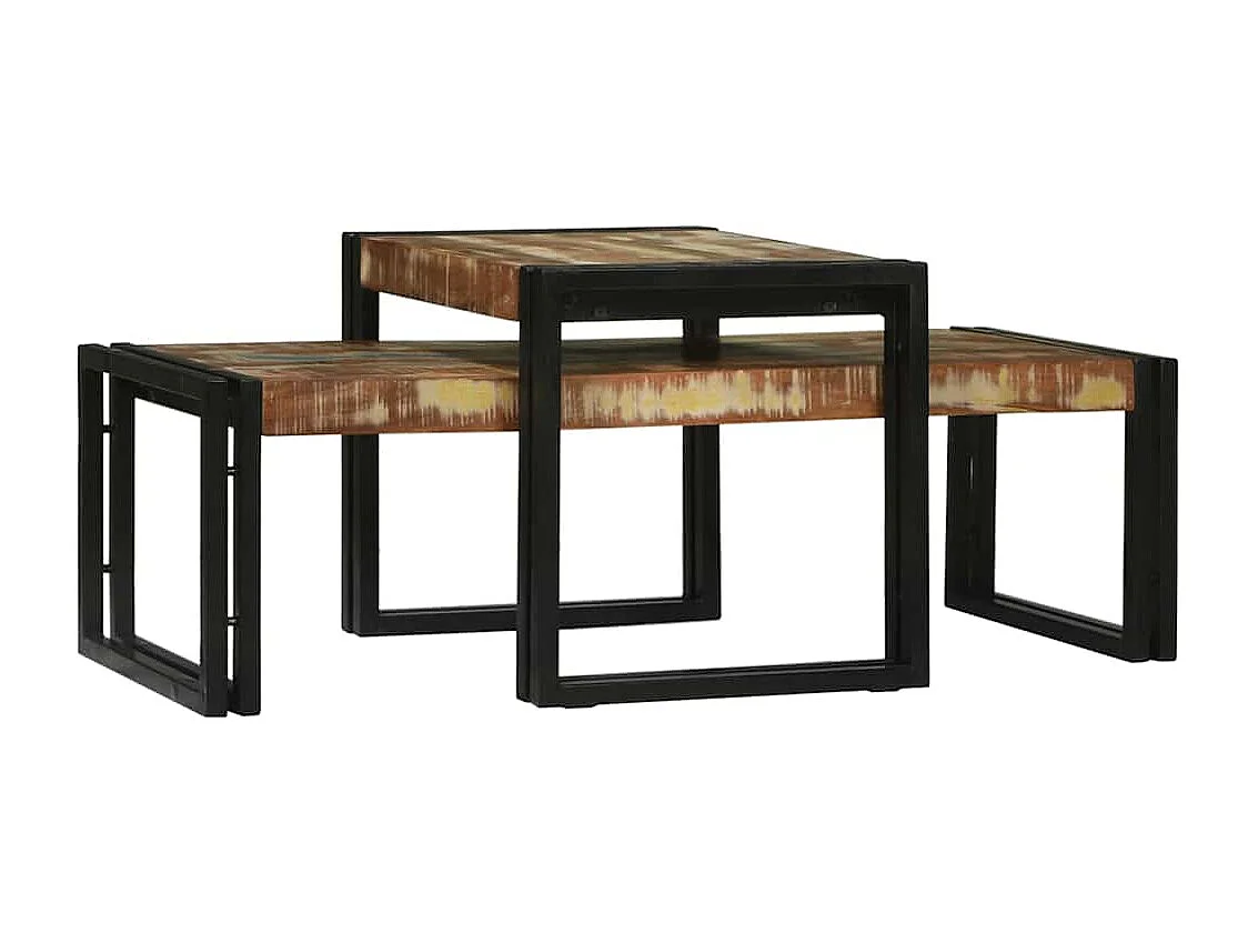 Table basse 2 pièces Multicolore bois de récupération massif