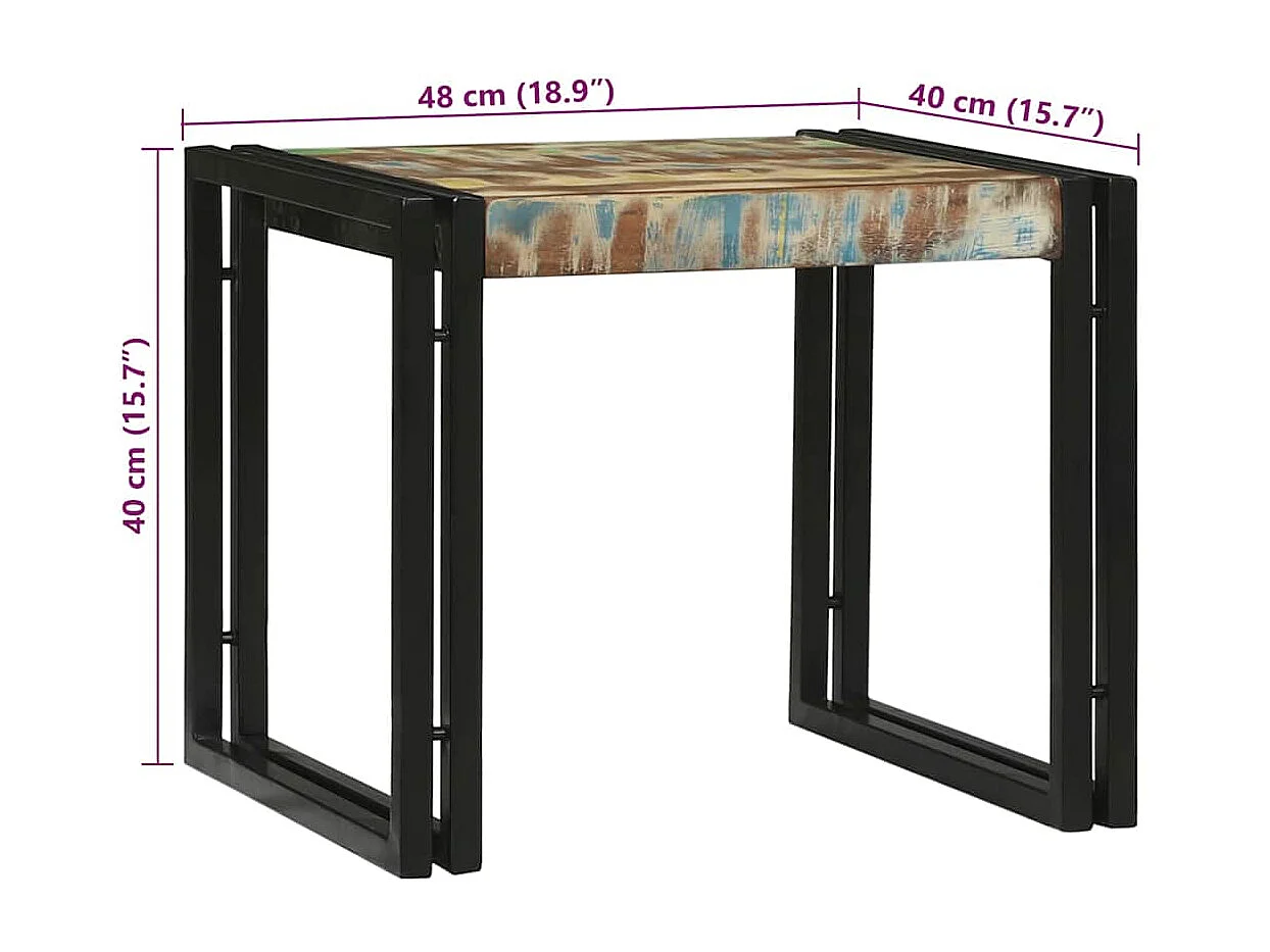 Table basse 2 pièces Multicolore bois de récupération massif