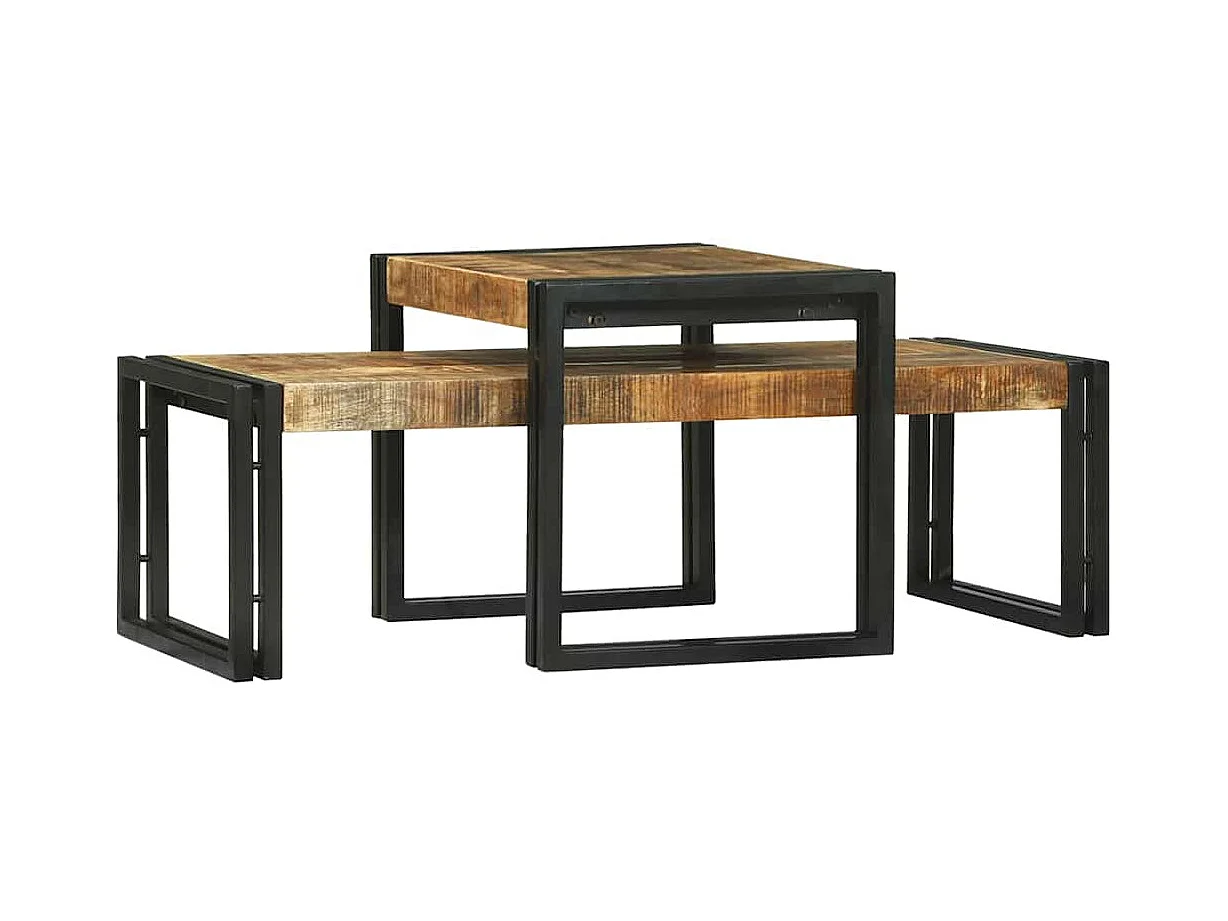 Salontafel 2 pcs Bruin 48 x 40 x 40 cm massief mangohout