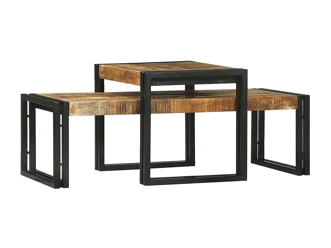 Salontafel 2 pcs Bruin 48 x 40 x 40 cm massief mangohout