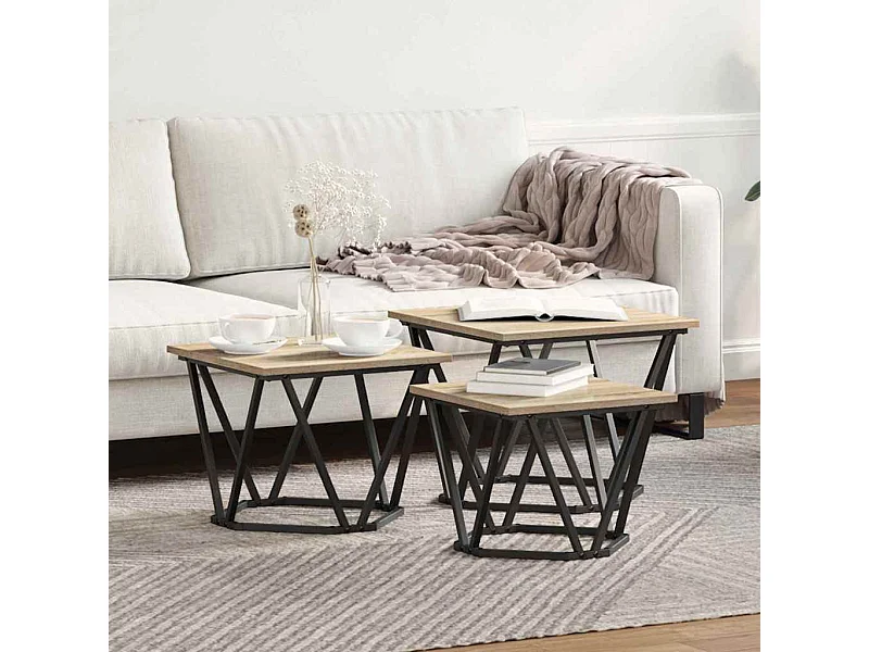 Table basse 3 pièces Chêne sonoma 50 x 50 x 40 cm