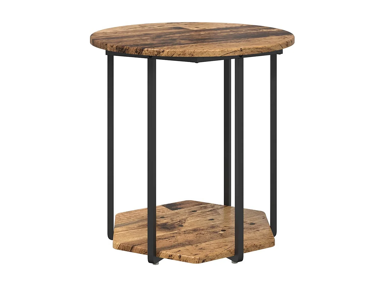 Ensemble de tables d'appoint 2 pièces Bois ancien et noir