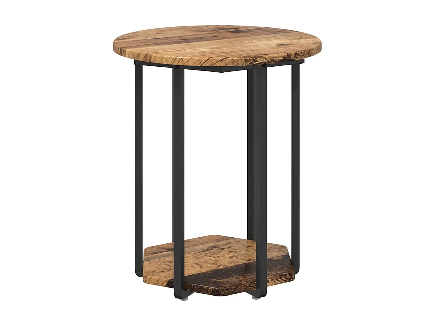 Ensemble de tables d'appoint 2 pièces Bois ancien et noir