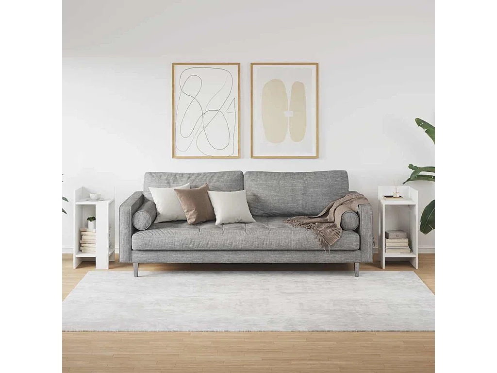 Tables d'appoint 2 pièces avec étagère blanc 25,5x27x60 cm