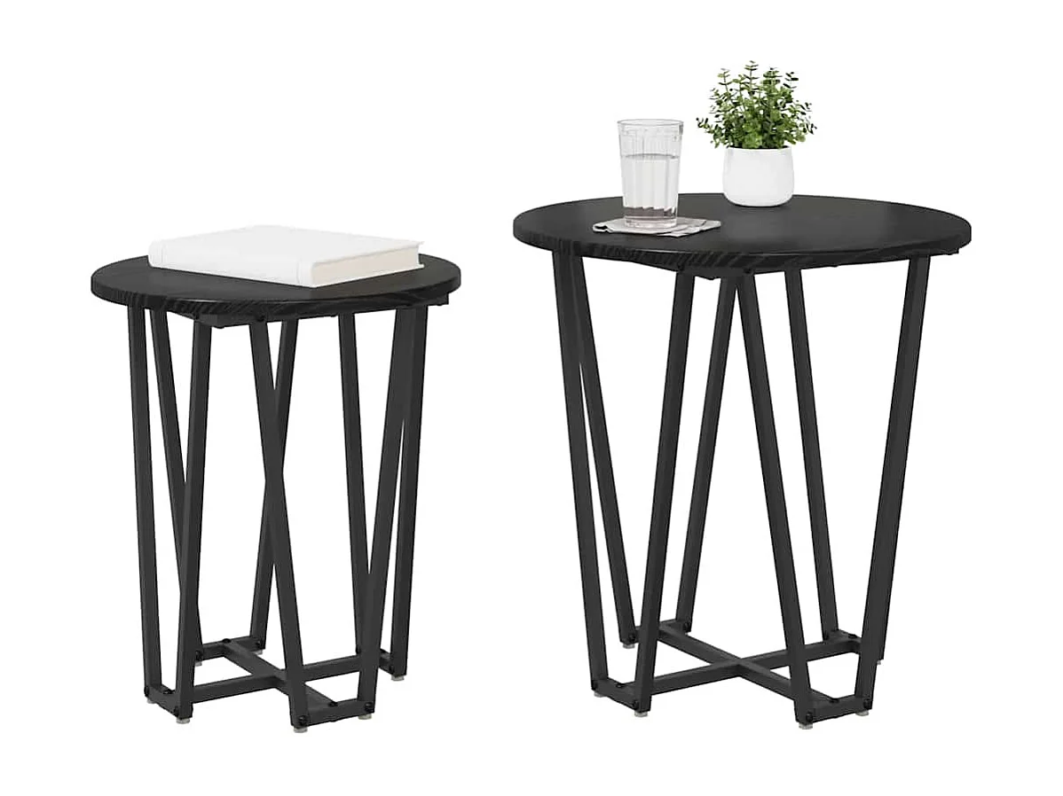 Ensemble de tables d'appoint 2 pièces Chêne noir 50 x 50 x 50.5 cm