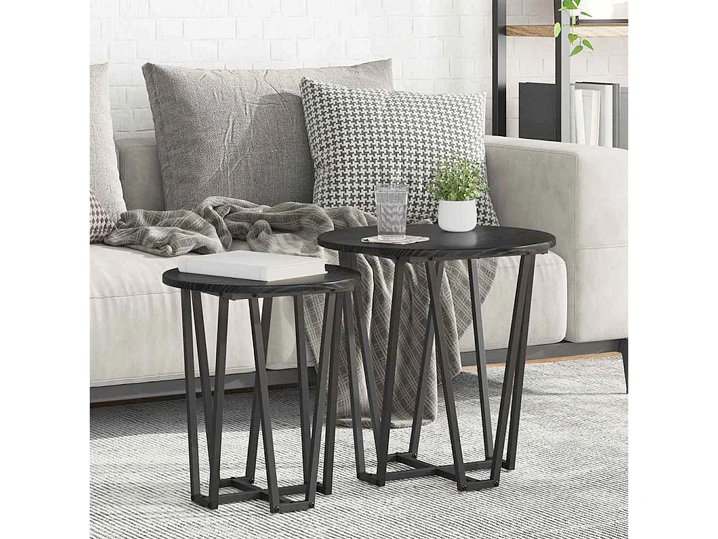 Conjunto de mesas auxiliares 2 piezas Roble negro