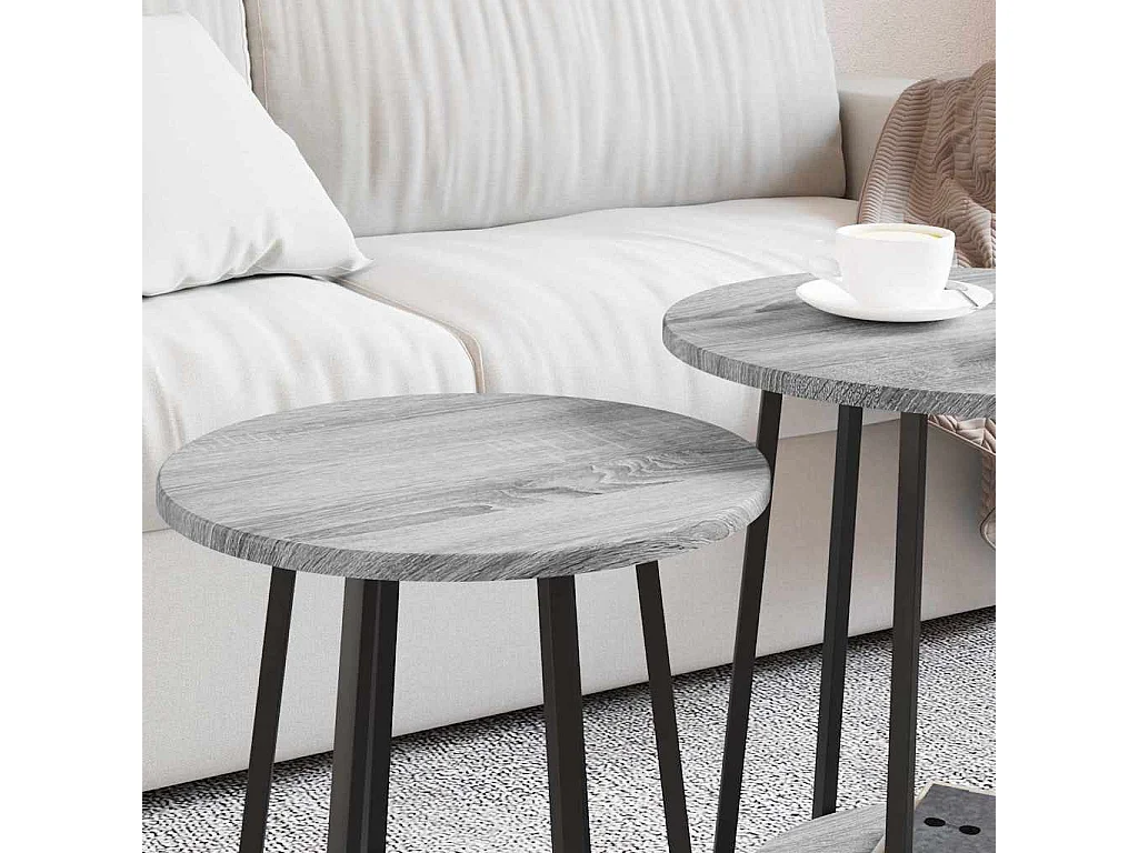 Ensemble de tables d'appoint 2 pièces Gris sonoma et Noir