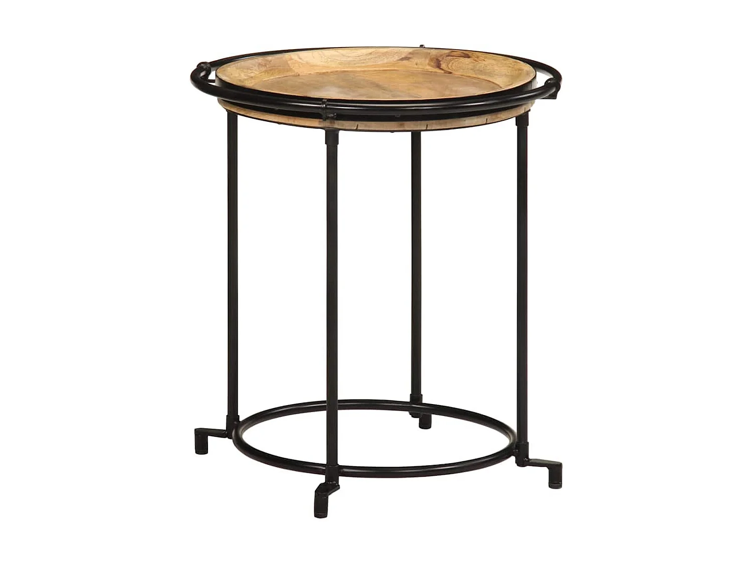 2 peças Conjunto de mesa de apoio madeira de mangueira maciça