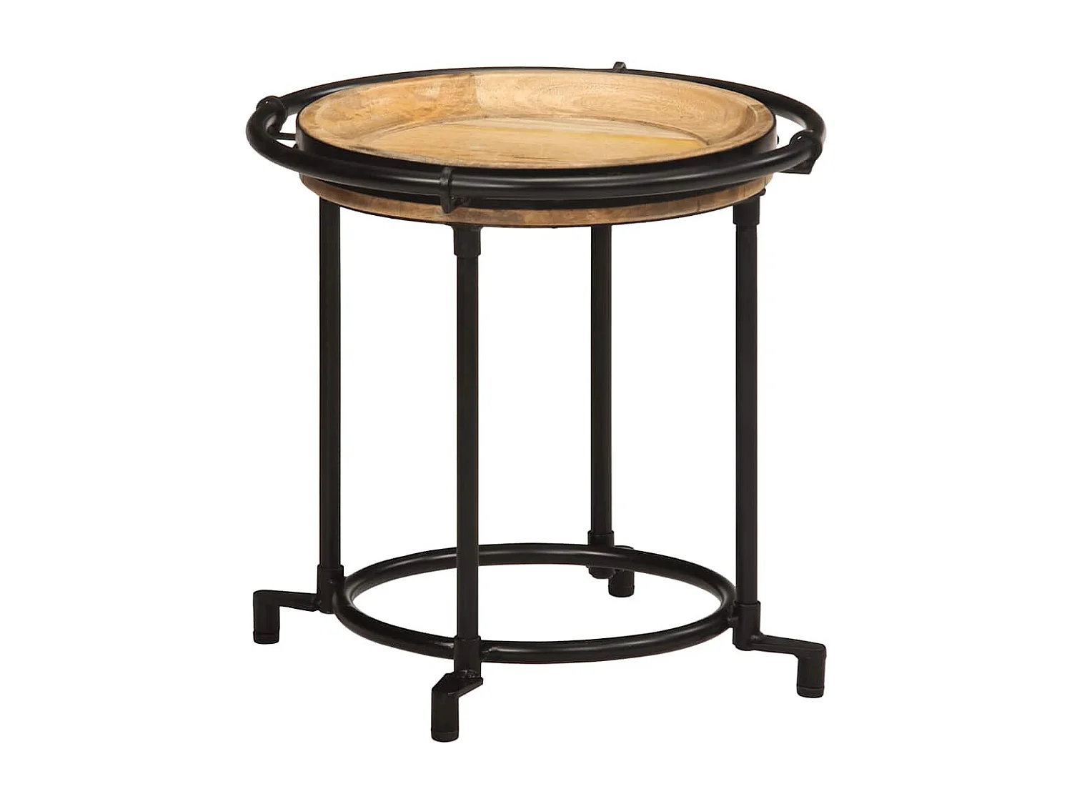 2 peças Conjunto de mesa de apoio madeira de mangueira maciça