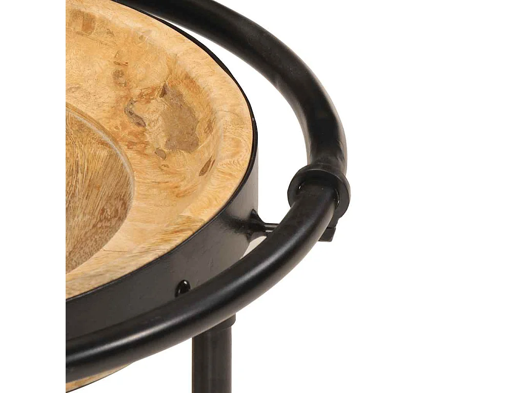 2 peças Conjunto de mesa de apoio madeira de mangueira maciça