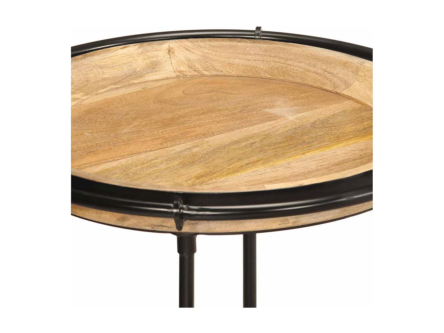 2 peças Conjunto de mesa de apoio madeira de mangueira maciça